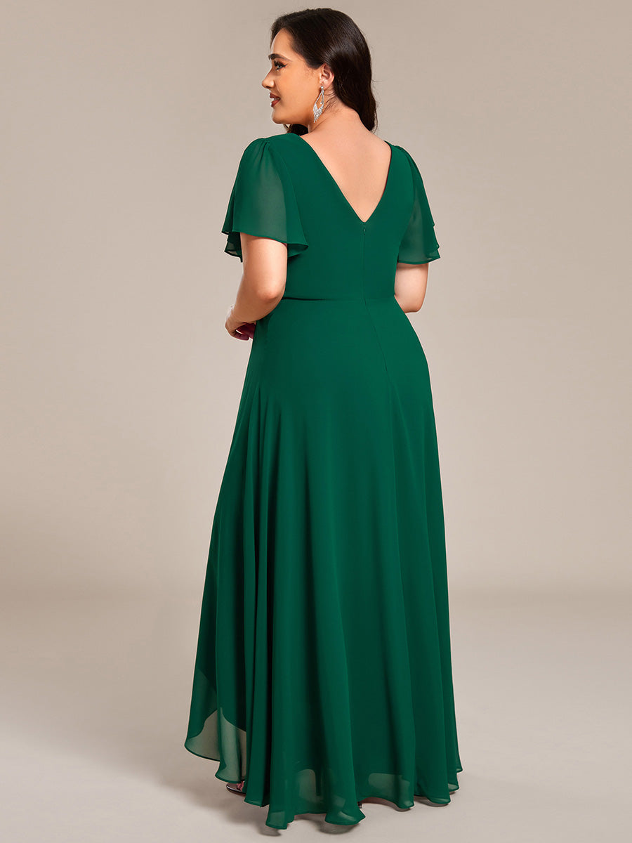 ever DAKOTA|Double V-Neck Waist Trimmed Chiffon Formal Evening Dress