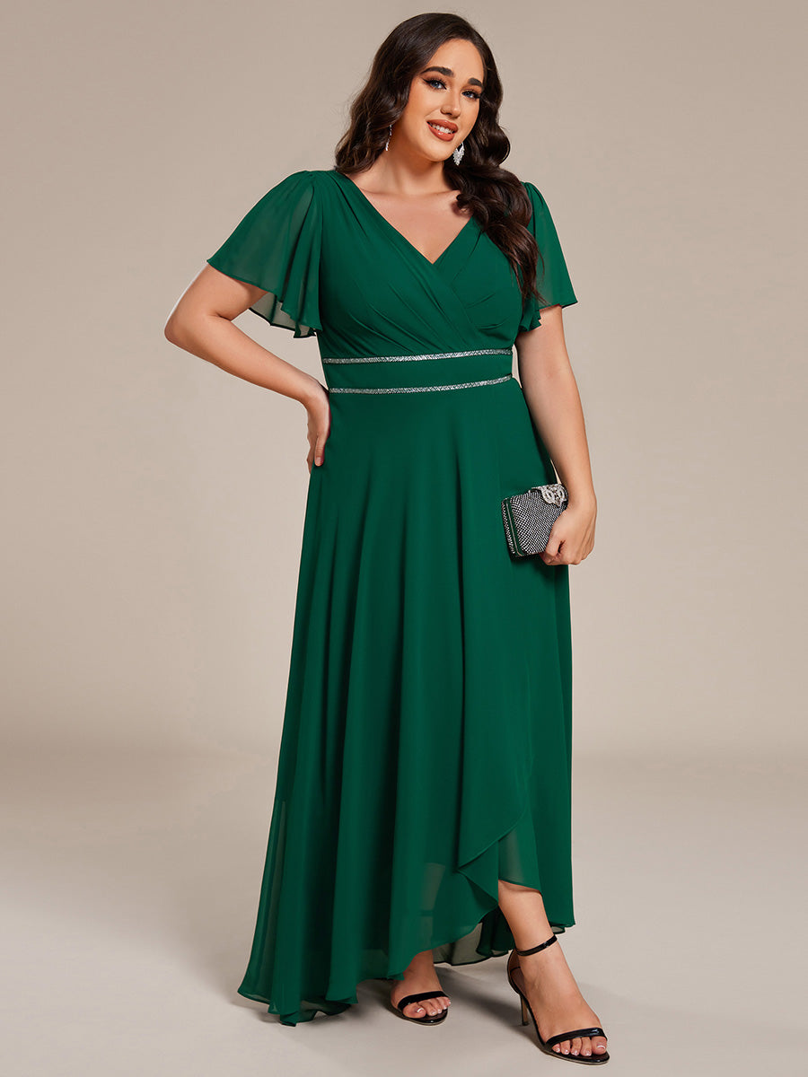 ever DAKOTA|Double V-Neck Waist Trimmed Chiffon Mother of the Bride Dress
