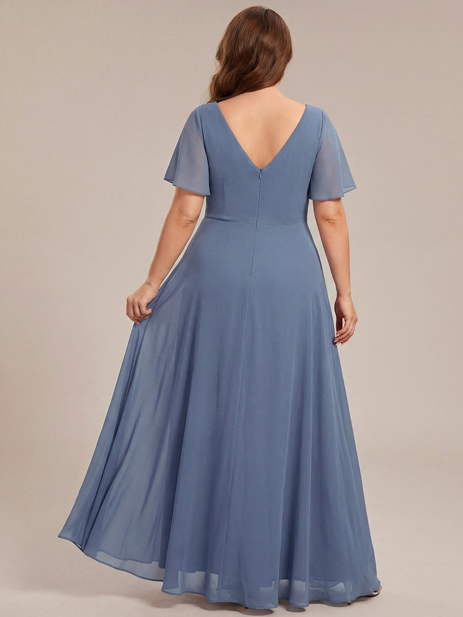 ever DAKOTA|Double V-Neck Waist Trimmed Chiffon Mother of the Bride Dress