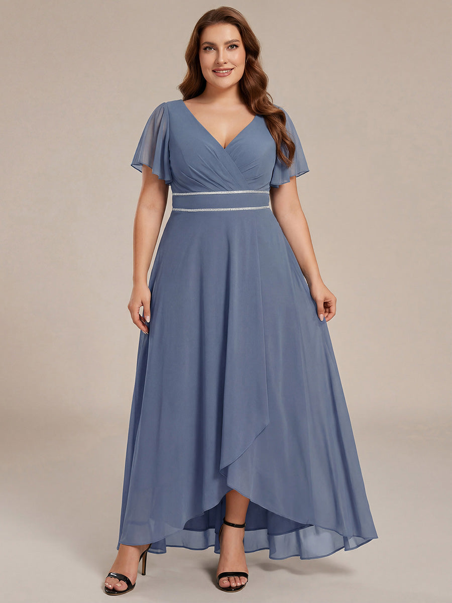 ever DAKOTA|Double V-Neck Waist Trimmed Chiffon Mother of the Bride Dress