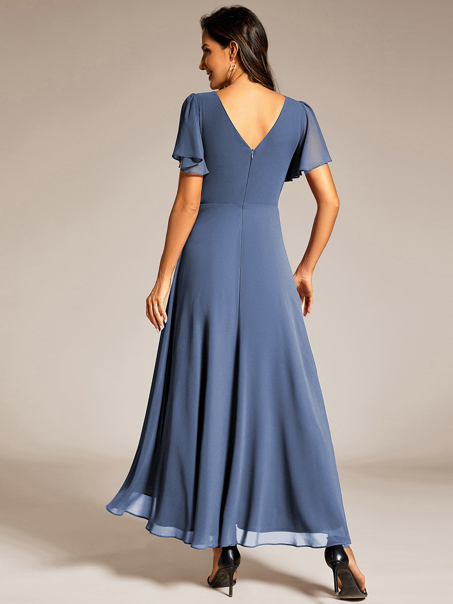 ever DAKOTA|Double V-Neck Waist Trimmed Chiffon Mother of the Bride Dress