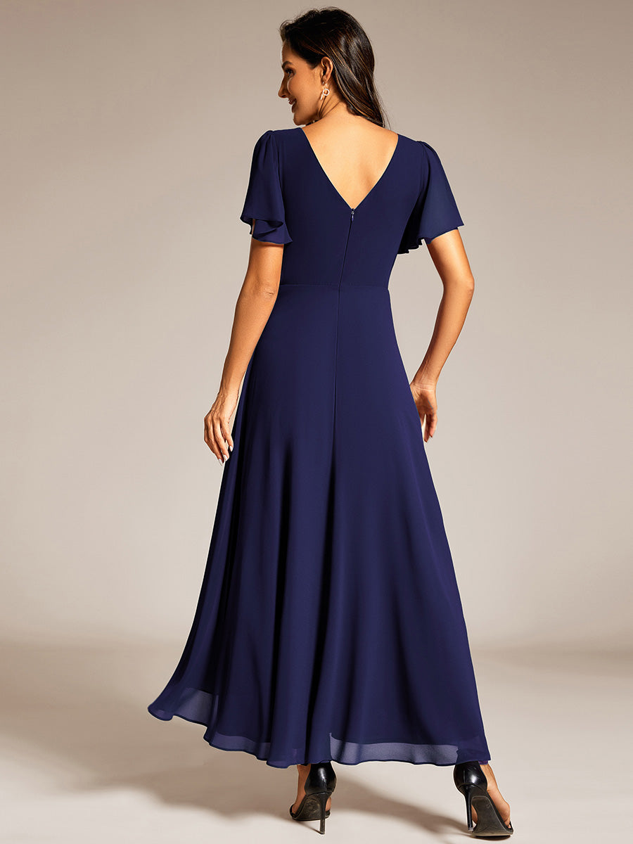 ever DAKOTA|Double V-Neck Waist Trimmed Chiffon Mother of the Bride Dress