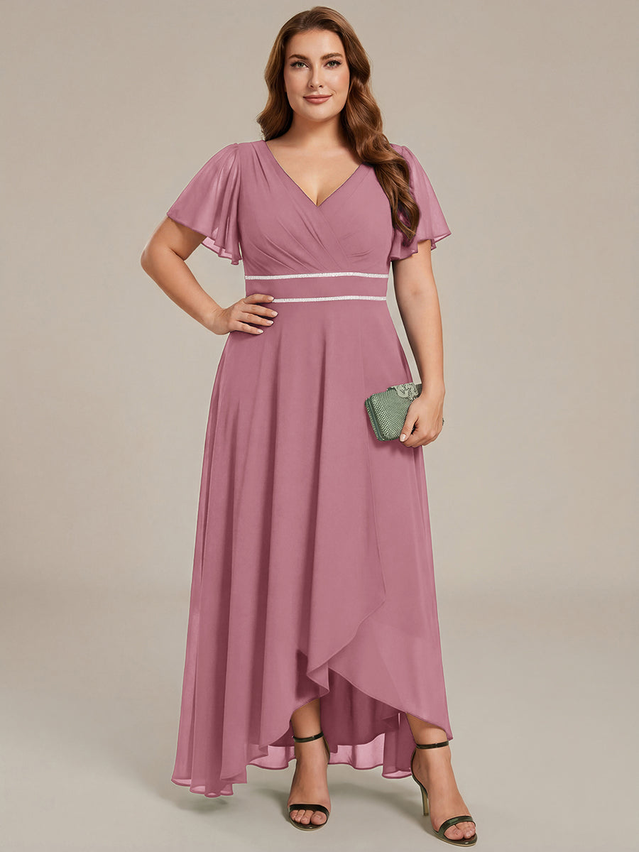 ever DAKOTA|Double V-Neck Waist Trimmed Chiffon Mother of the Bride Dress