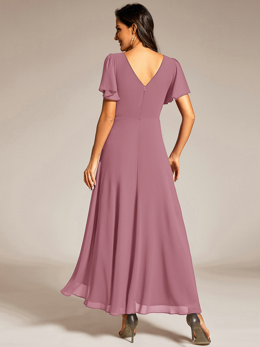 ever DAKOTA|Double V-Neck Waist Trimmed Chiffon Mother of the Bride Dress