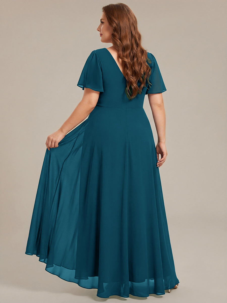 ever DAKOTA|Double V-Neck Waist Trimmed Chiffon Mother of the Bride Dress