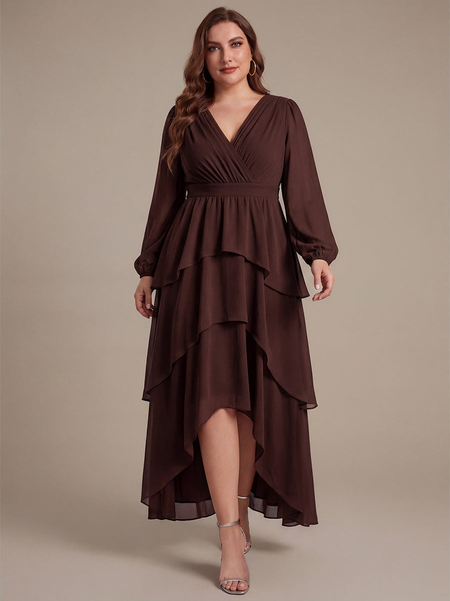 Chiffon Puff Sleeve A-Line Wedding Guest Dress