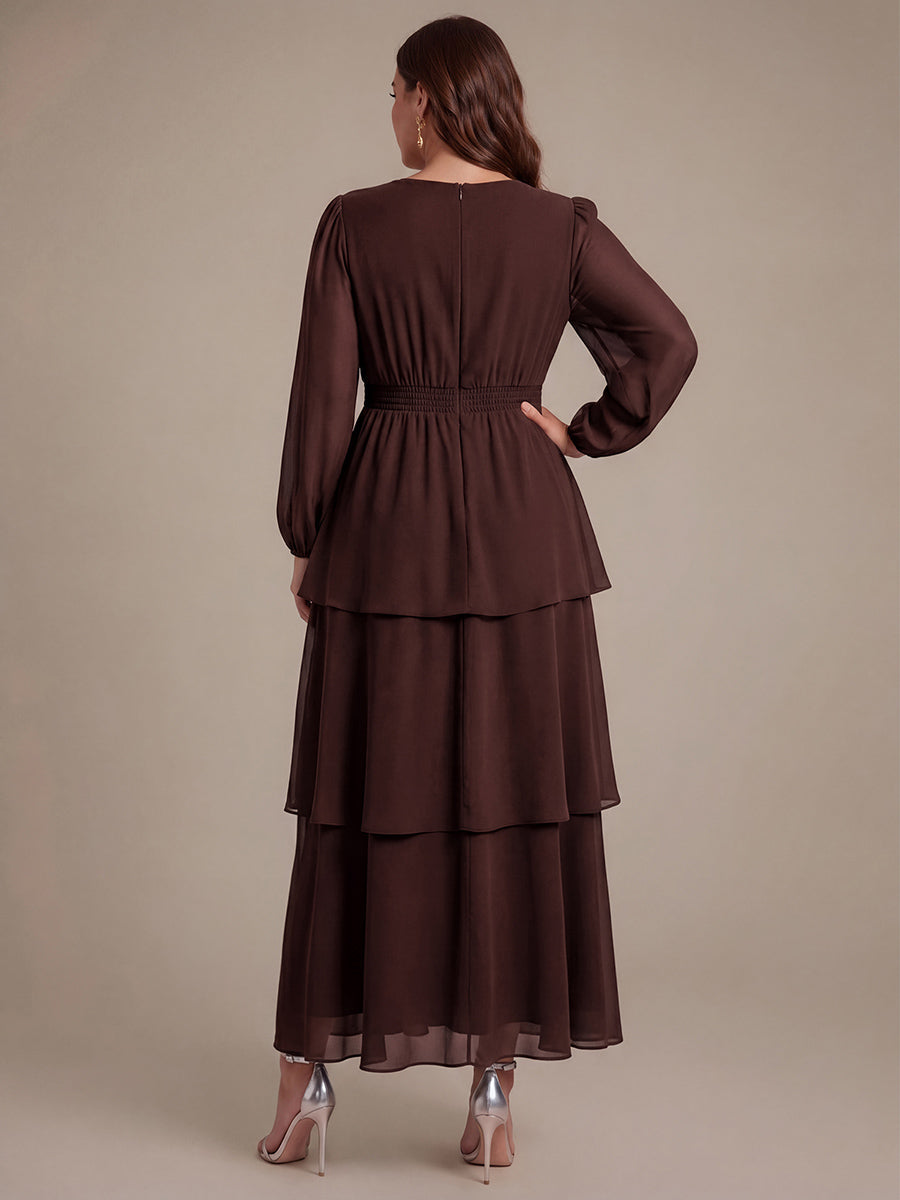 Chiffon Puff Sleeve A-Line Wedding Guest Dress