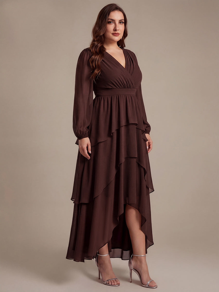 Chiffon Puff Sleeve A-Line Wedding Guest Dress