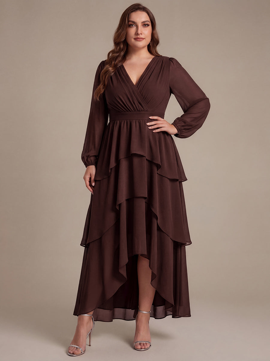 Chiffon Puff Sleeve A-Line Wedding Guest Dress