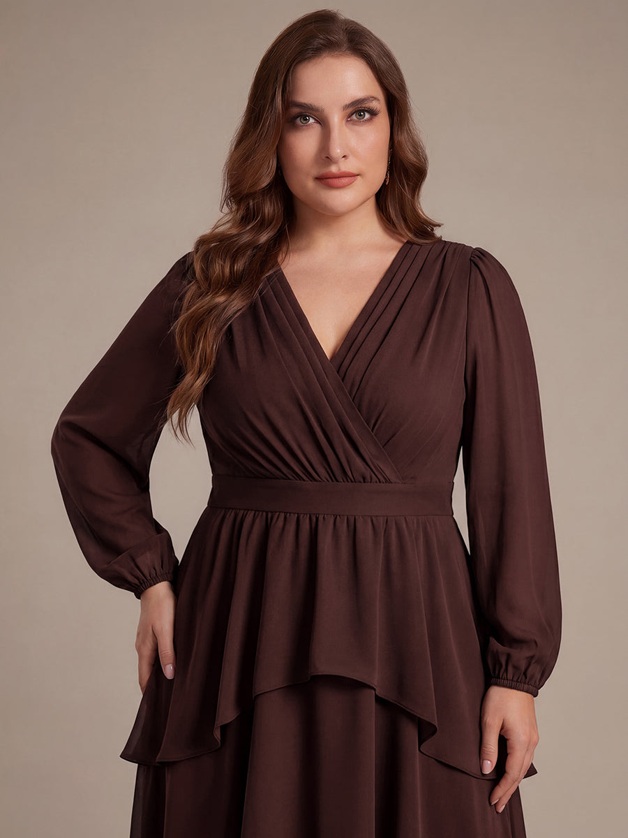 Chiffon Puff Sleeve A-Line Wedding Guest Dress