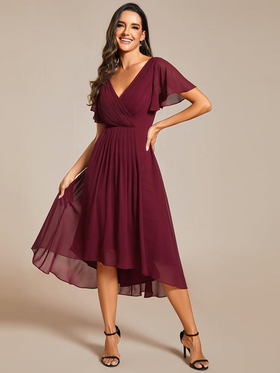 ever FAYE|Plus Size V-Neck Pleated Chiffon Midi Wedding Guest Dress