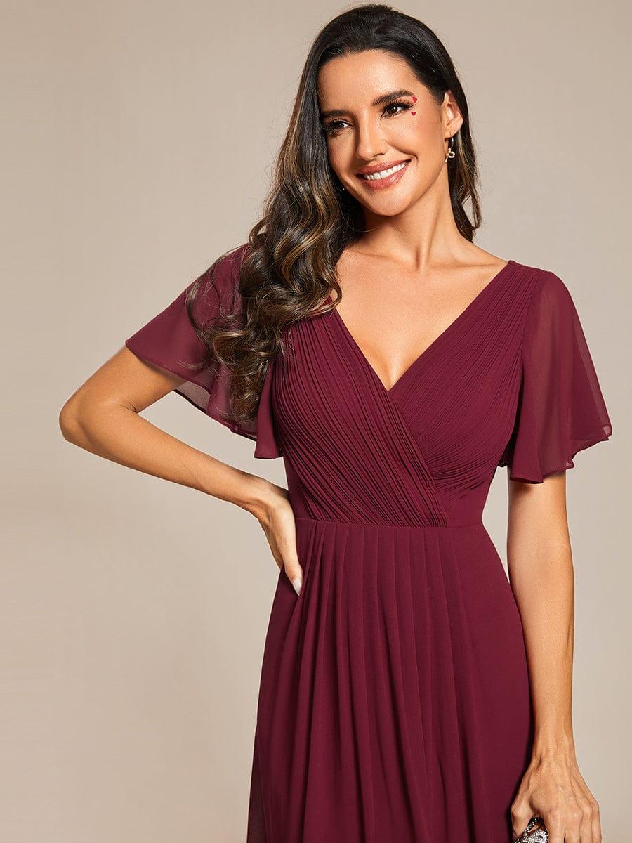 ever FAYE|Plus Size Pleated Midi Ruffles Sleeve Chiffon Bridesmaid Dress