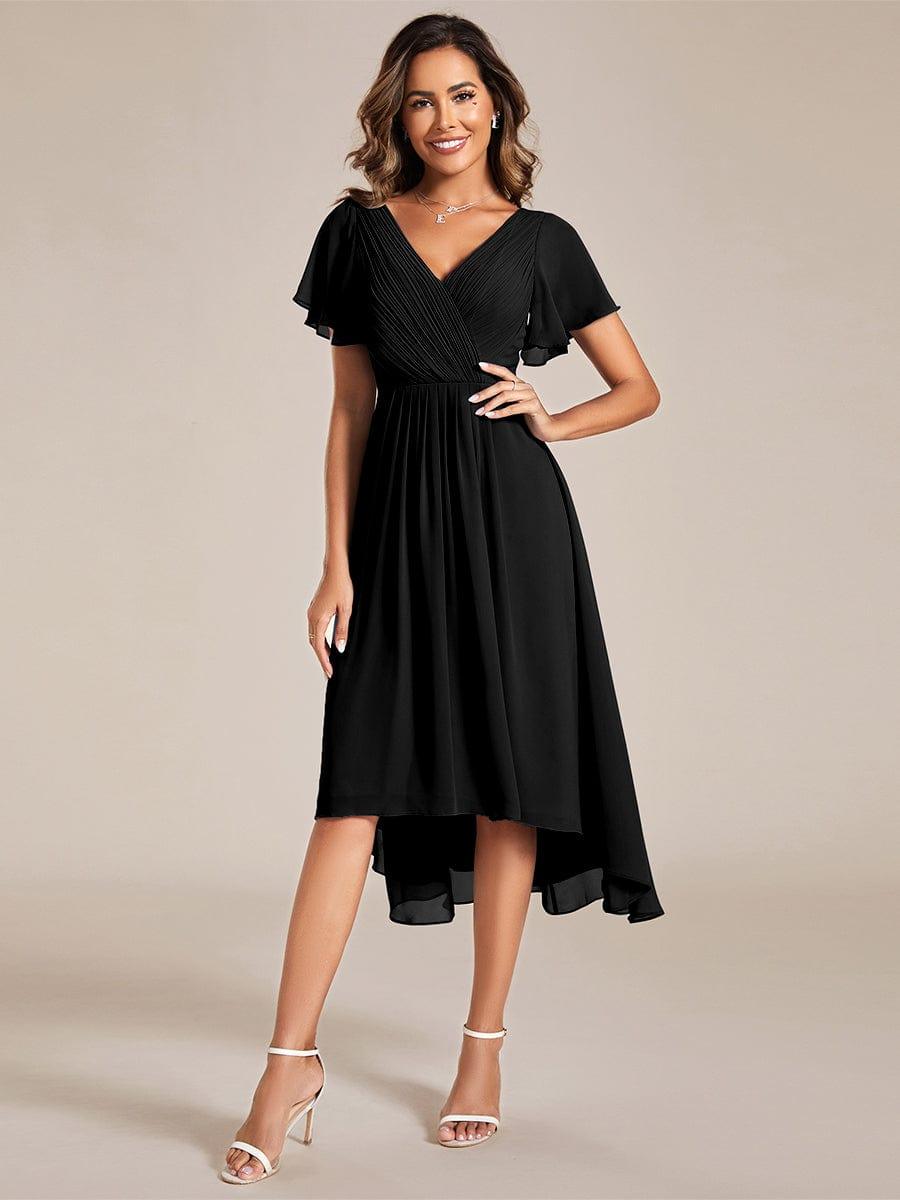 ever FAYE|Plus Size V-Neck Pleated Chiffon Midi Wedding Guest Dress