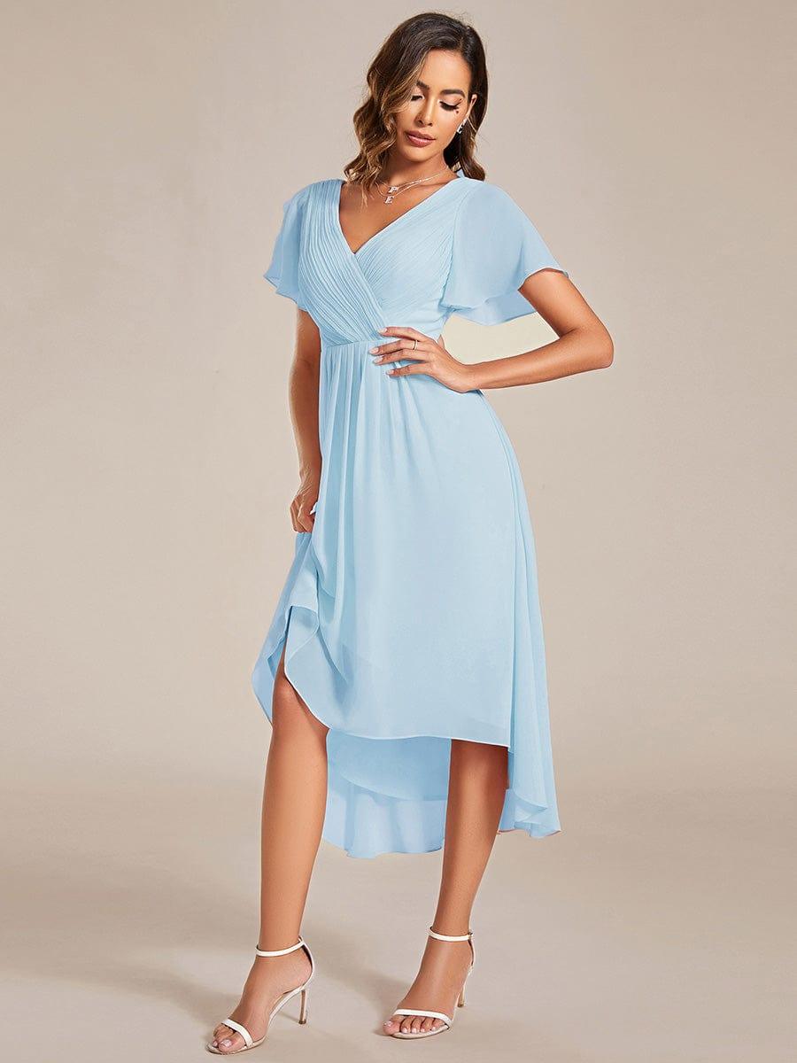 ever FAYE|Plus Size Pleated Midi Ruffles Sleeve Chiffon Bridesmaid Dress