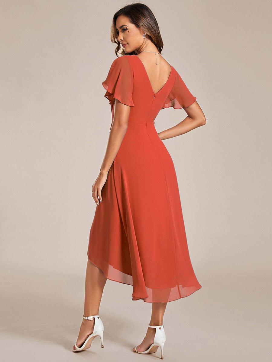 ever FAYE|Plus Size Pleated Midi Ruffles Sleeve Chiffon Bridesmaid Dress