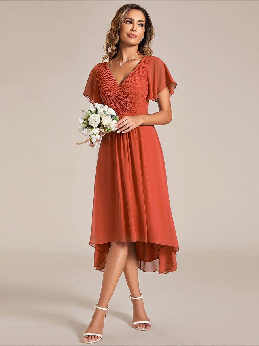 ever FAYE|Plus Size Pleated Midi Ruffles Sleeve Chiffon Bridesmaid Dress