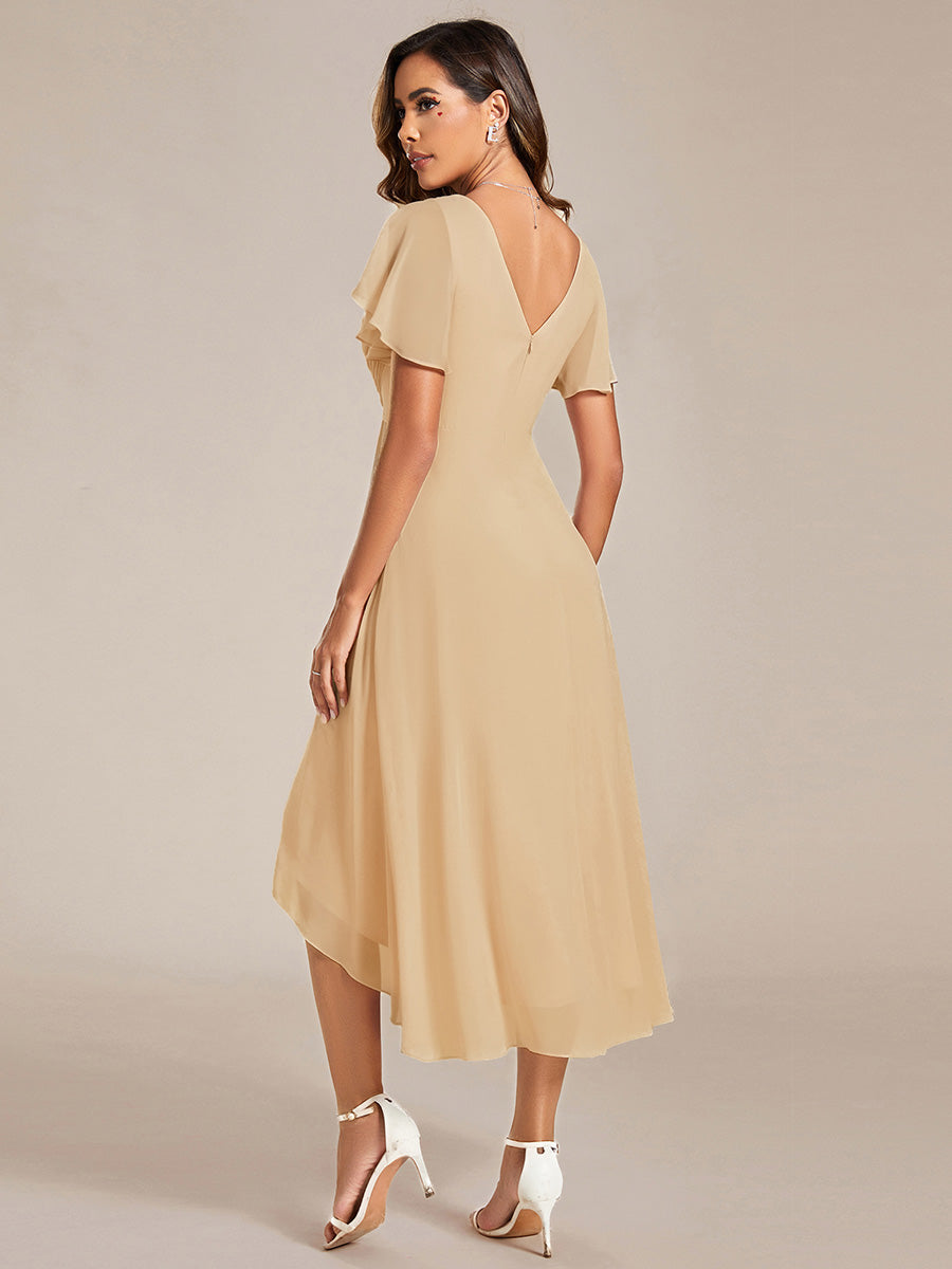 ever FAYE|Plus Size V-Neck Pleated Chiffon Midi Wedding Guest Dress