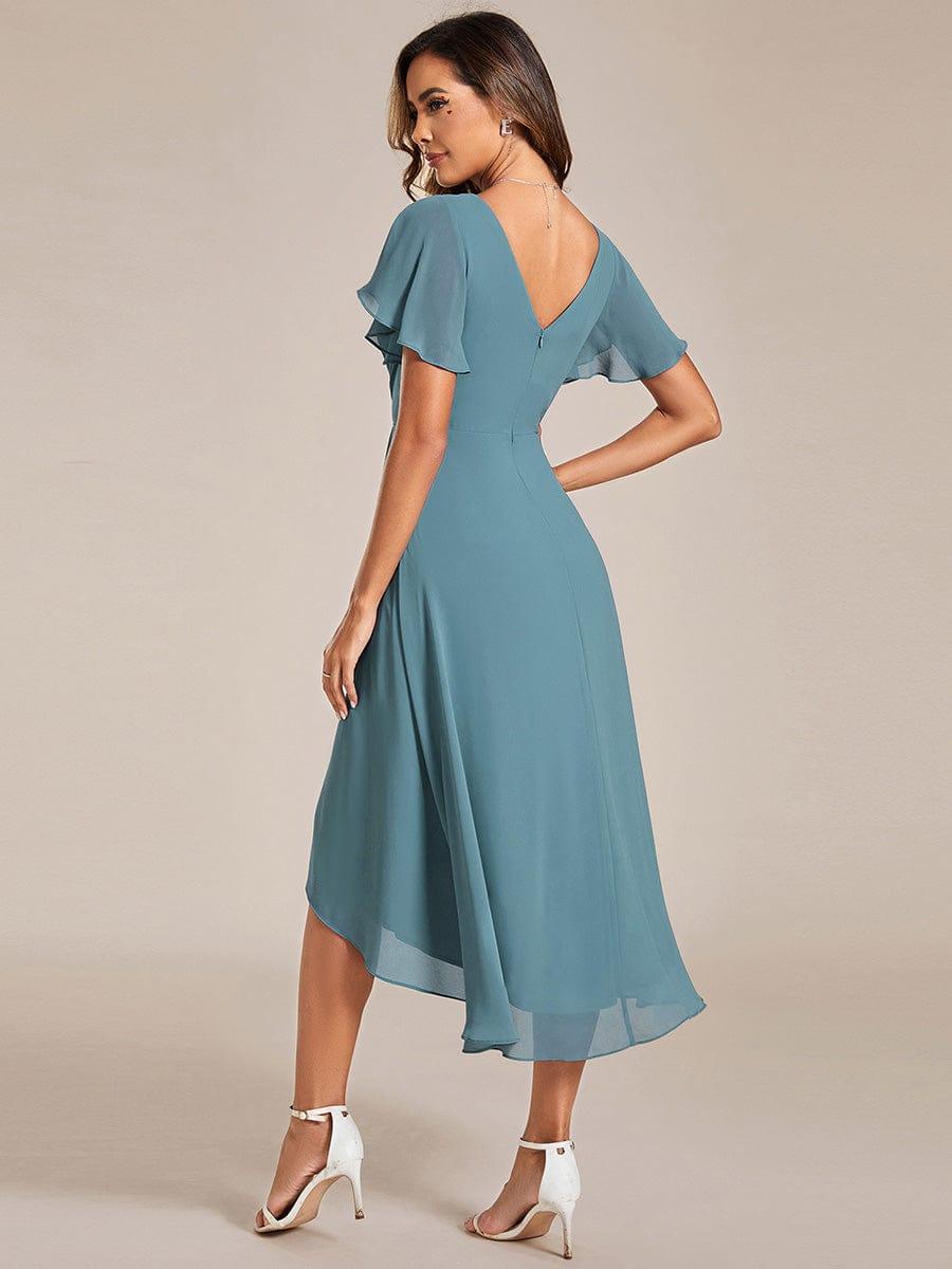 ever FAYE|Plus Size Pleated Midi Ruffles Sleeve Chiffon Bridesmaid Dress