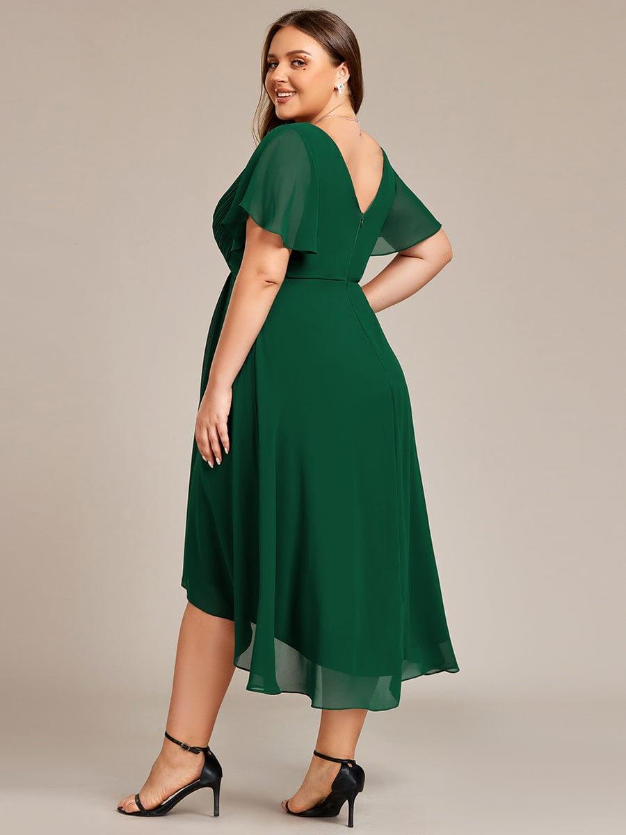 ever FAYE|Plus Size Pleated Midi Ruffles Sleeve Chiffon Bridesmaid Dress