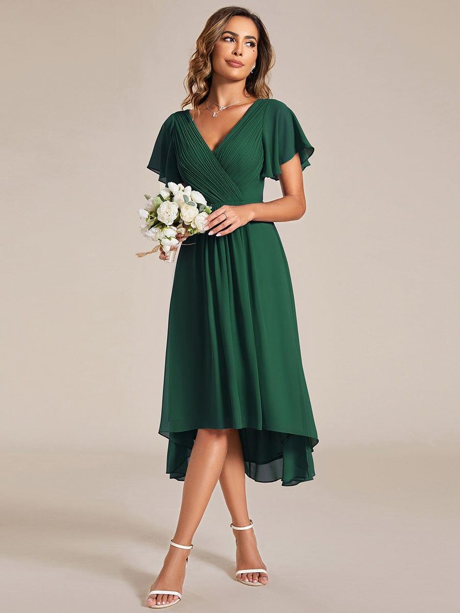 ever FAYE|Plus Size Pleated Midi Ruffles Sleeve Chiffon Bridesmaid Dress
