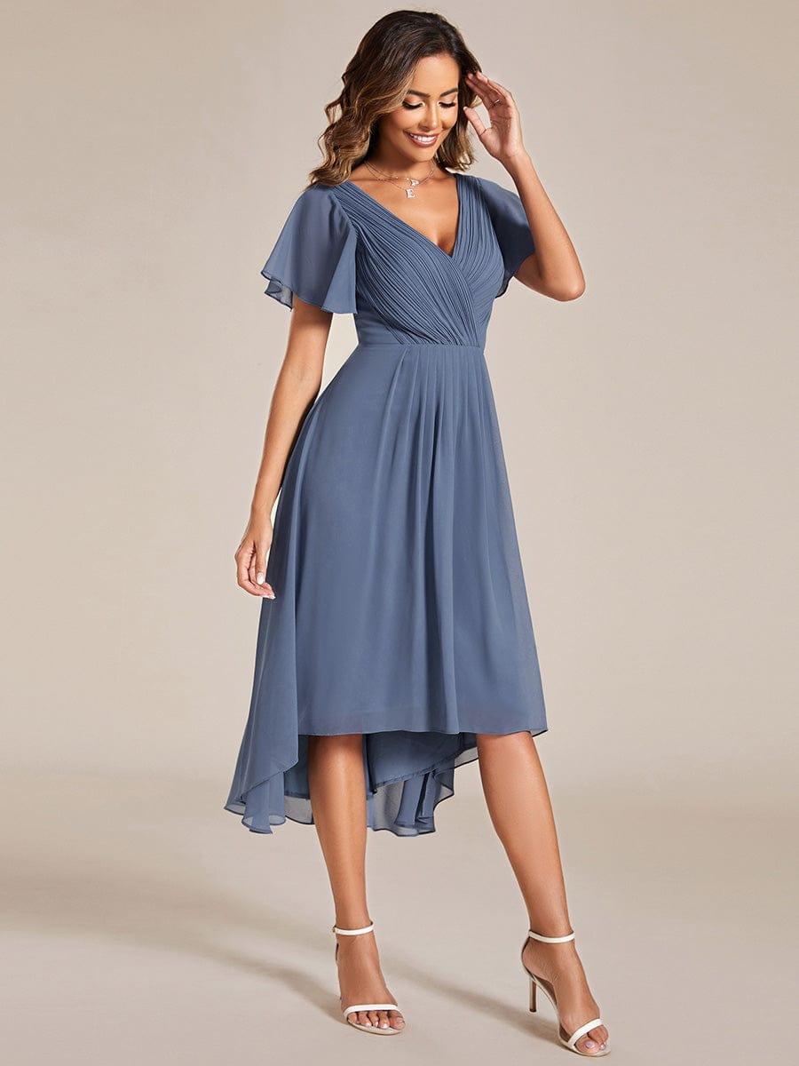 ever FAYE|Plus Size Pleated Midi Ruffles Sleeve Chiffon Bridesmaid Dress