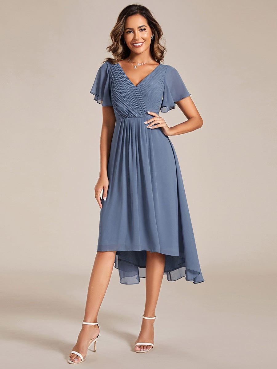 ever FAYE|Plus Size Pleated Midi Ruffles Sleeve Chiffon Bridesmaid Dress