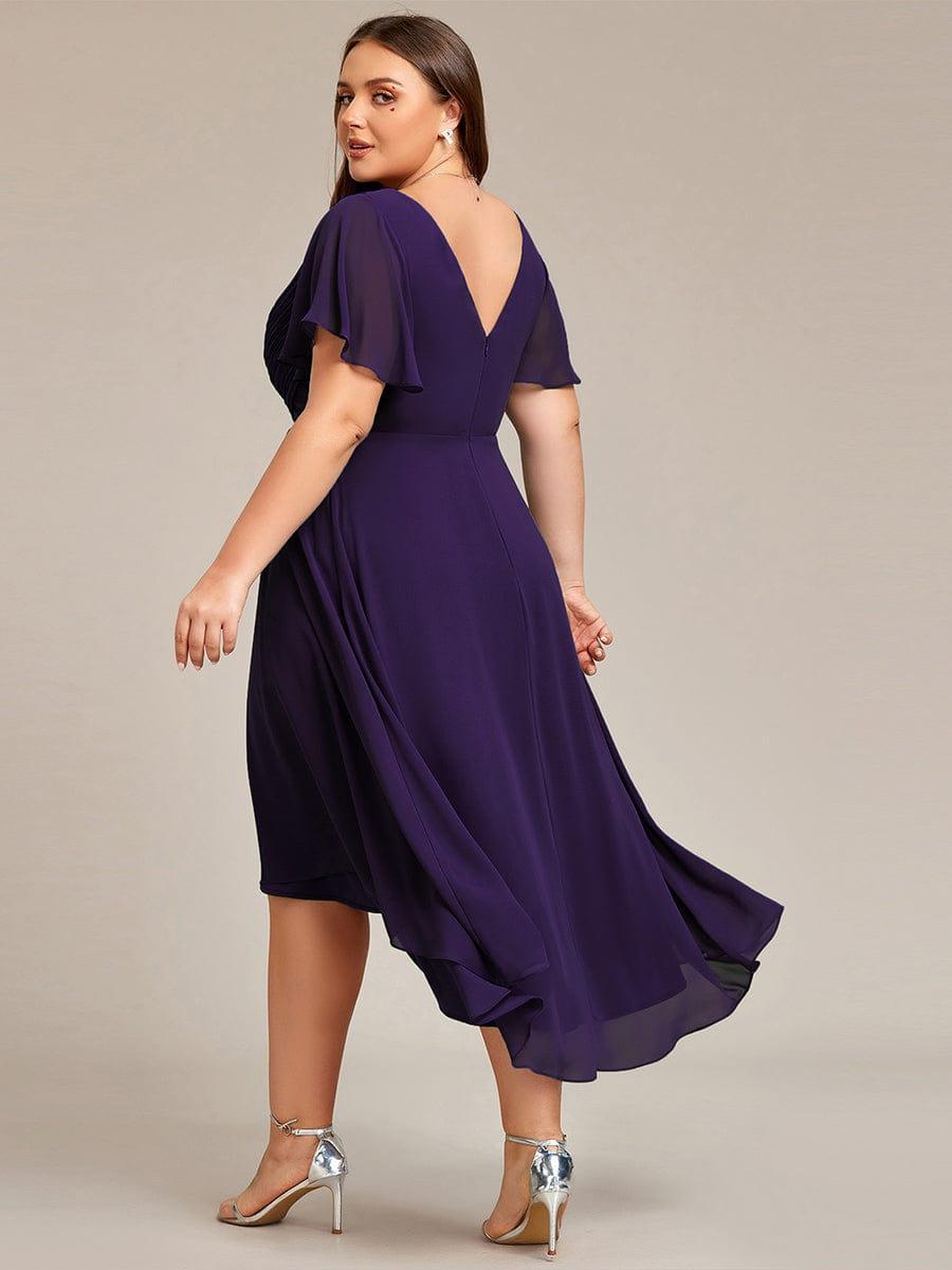 ever FAYE|Plus Size Pleated Midi Ruffles Sleeve Chiffon Bridesmaid Dress
