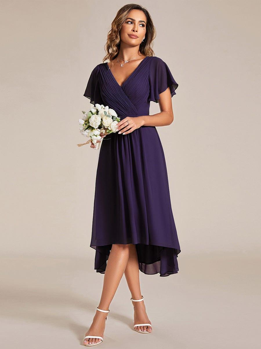 ever FAYE|Plus Size Pleated Midi Ruffles Sleeve Chiffon Bridesmaid Dress