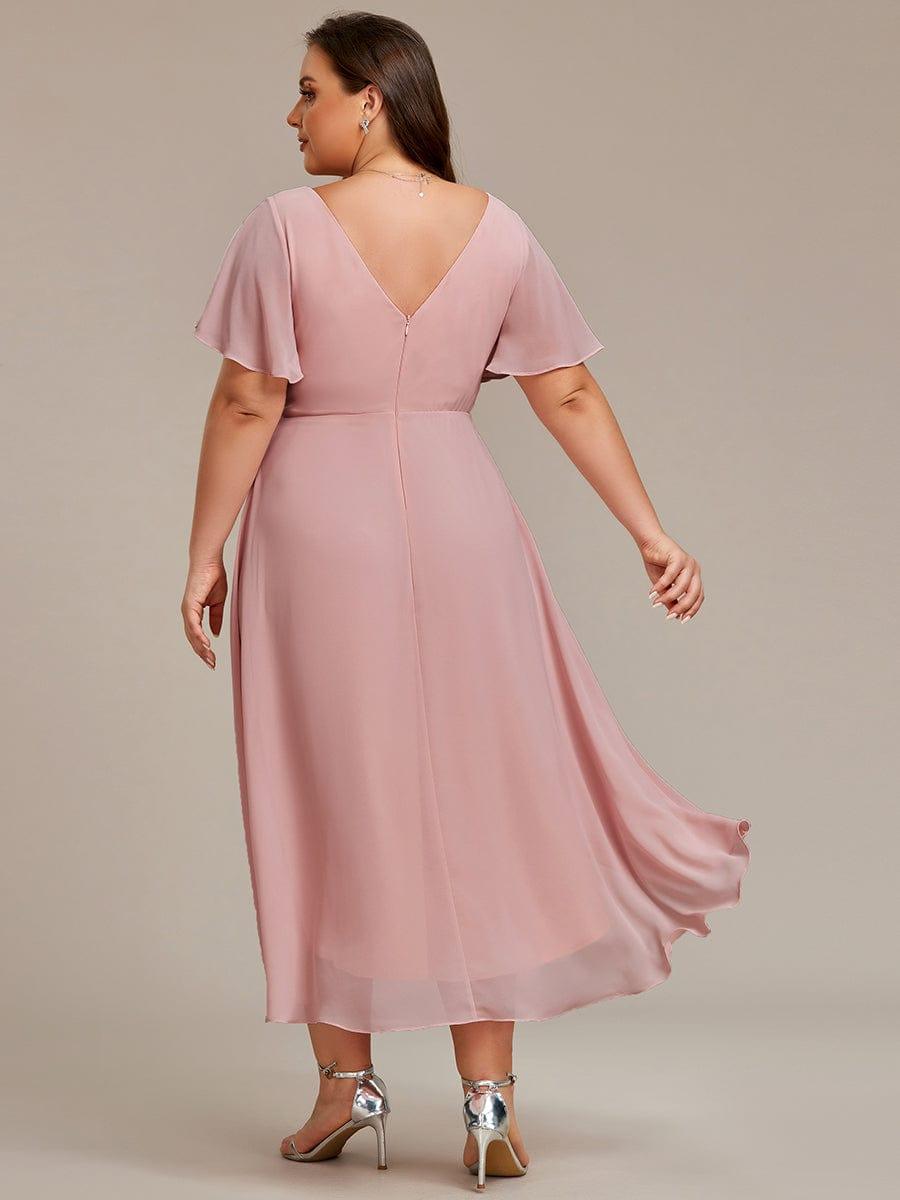ever FAYE|Plus Size Pleated Midi Ruffles Sleeve Chiffon Bridesmaid Dress