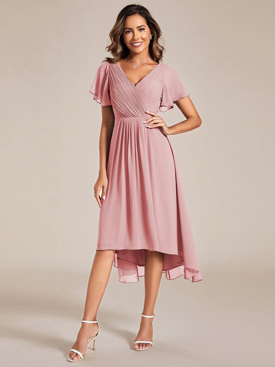 ever FAYE|Plus Size Pleated Midi Ruffles Sleeve Chiffon Bridesmaid Dress