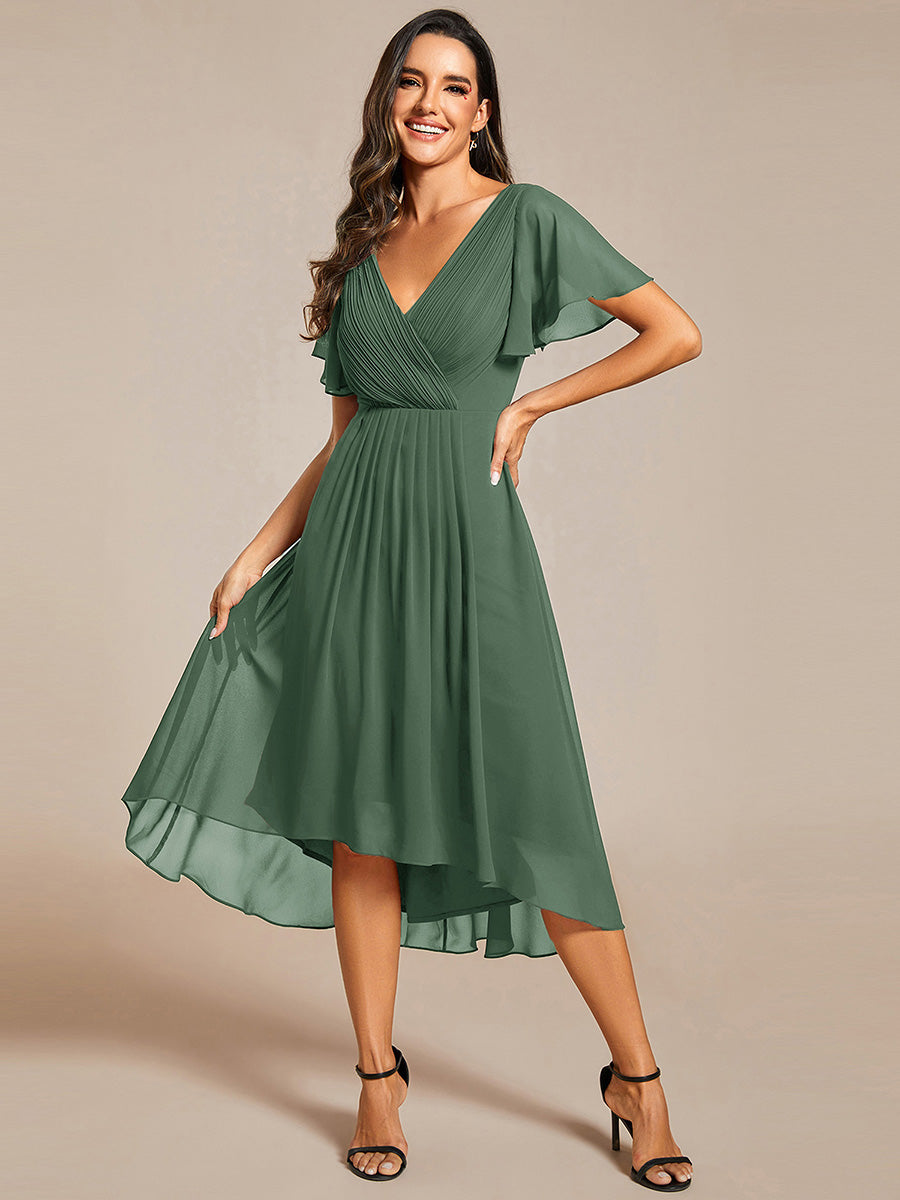 ever FAYE|Plus Size V-Neck Pleated Chiffon Midi Wedding Guest Dress