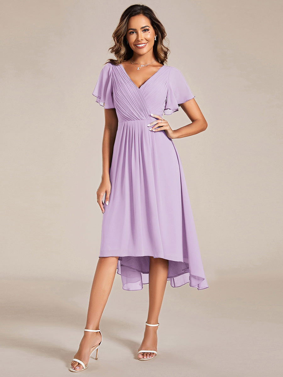 ever FAYE|Plus Size V-Neck Pleated Chiffon Midi Wedding Guest Dress