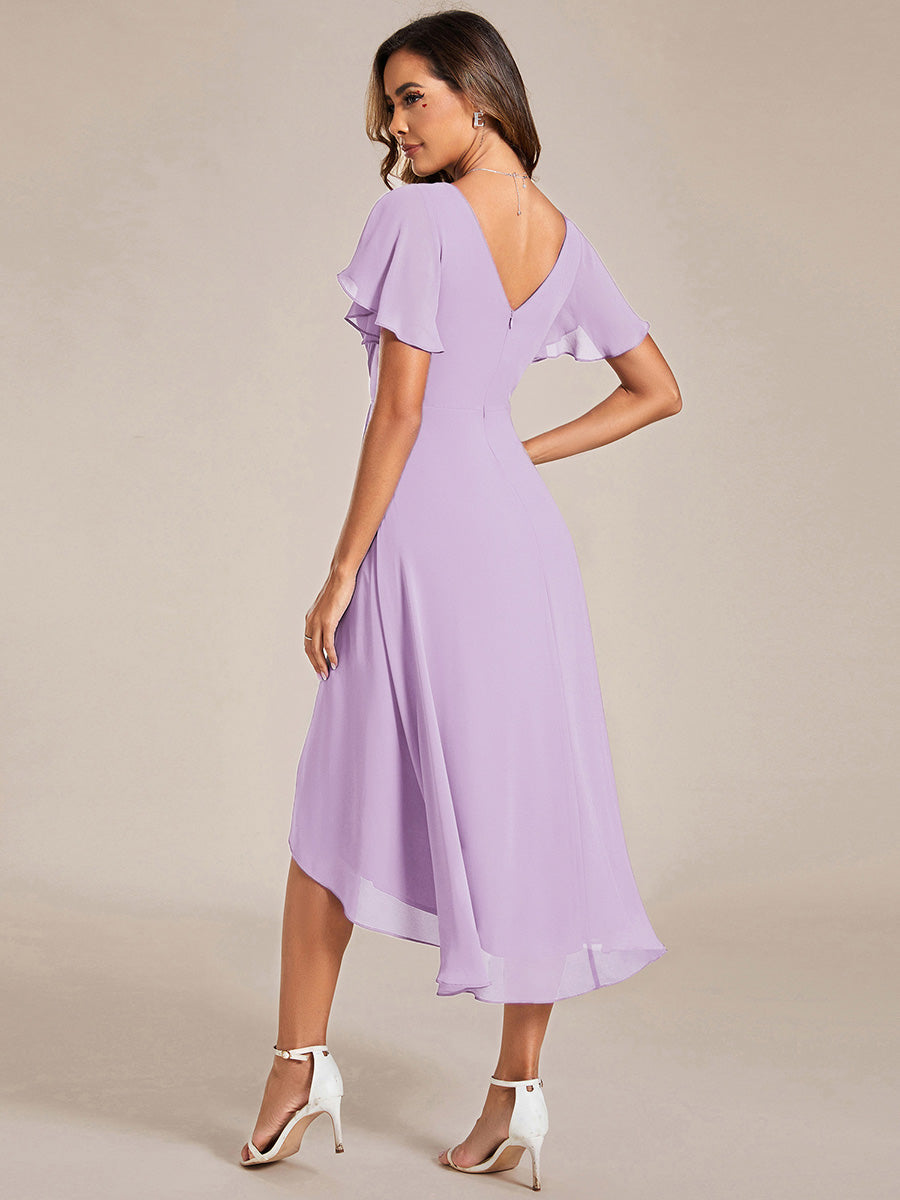ever FAYE|Plus Size V-Neck Pleated Chiffon Midi Wedding Guest Dress