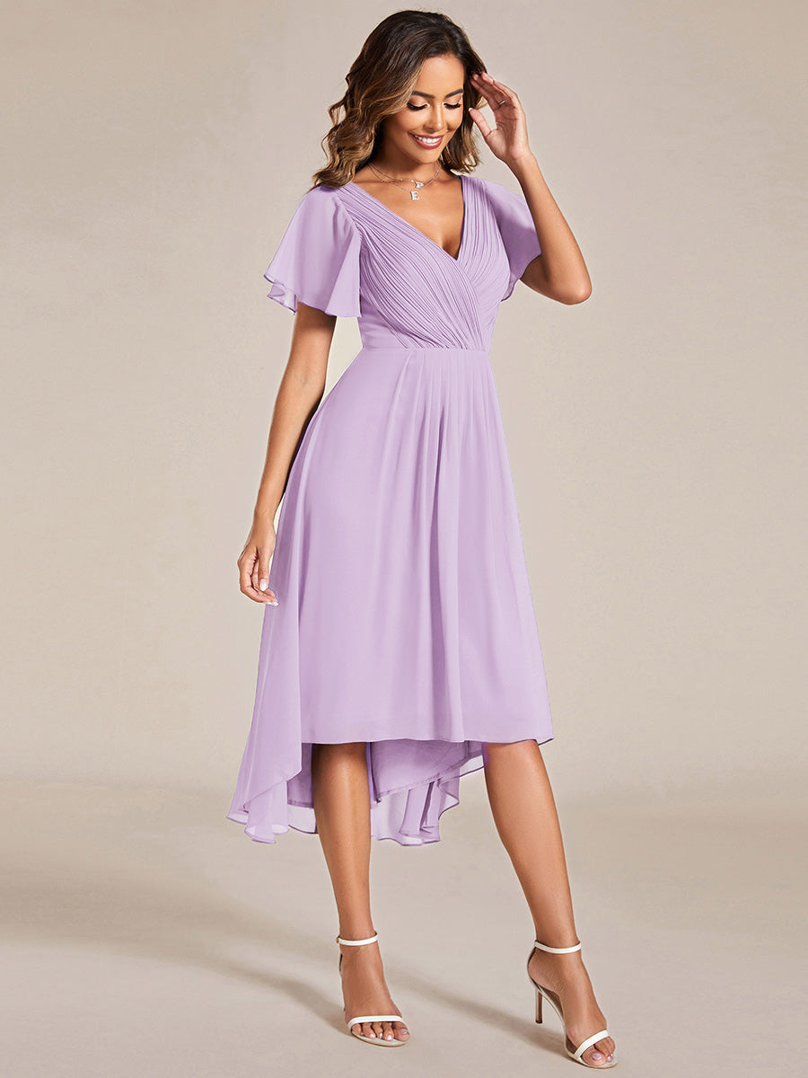 ever FAYE|Plus Size V-Neck Pleated Chiffon Midi Wedding Guest Dress