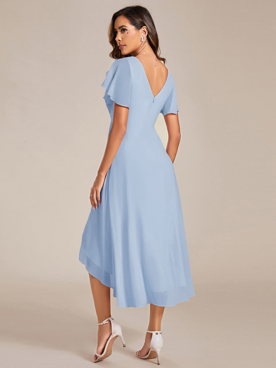ever FAYE|Plus Size V-Neck Pleated Chiffon Midi Wedding Guest Dress