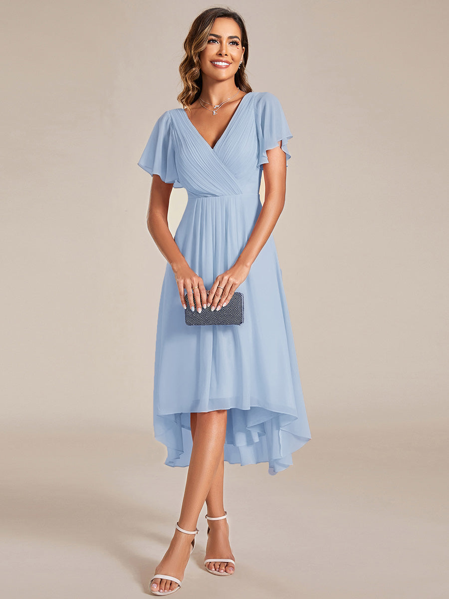 ever FAYE|Plus Size Pleated Midi Ruffles Sleeve Chiffon Bridesmaid Dress