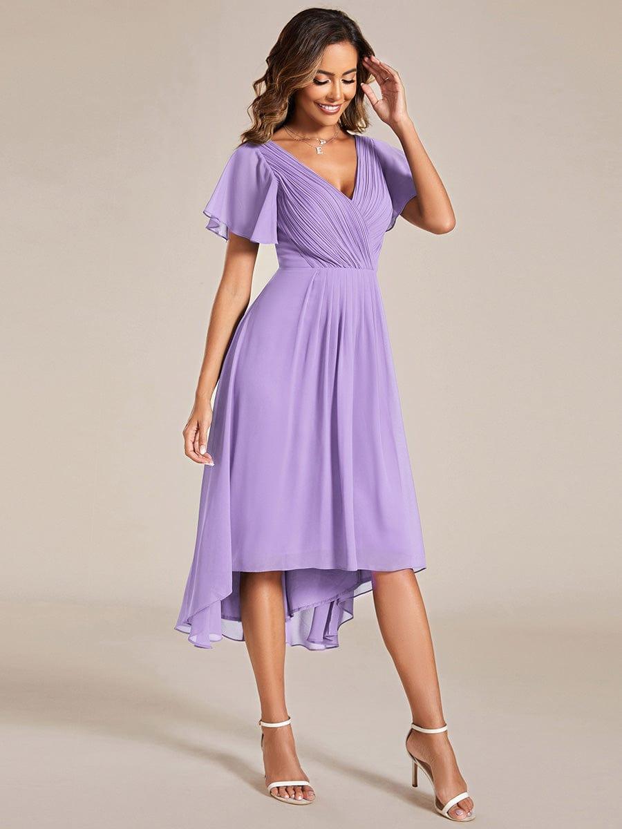 ever FAYE|Plus Size Pleated Midi Ruffles Sleeve Chiffon Bridesmaid Dress