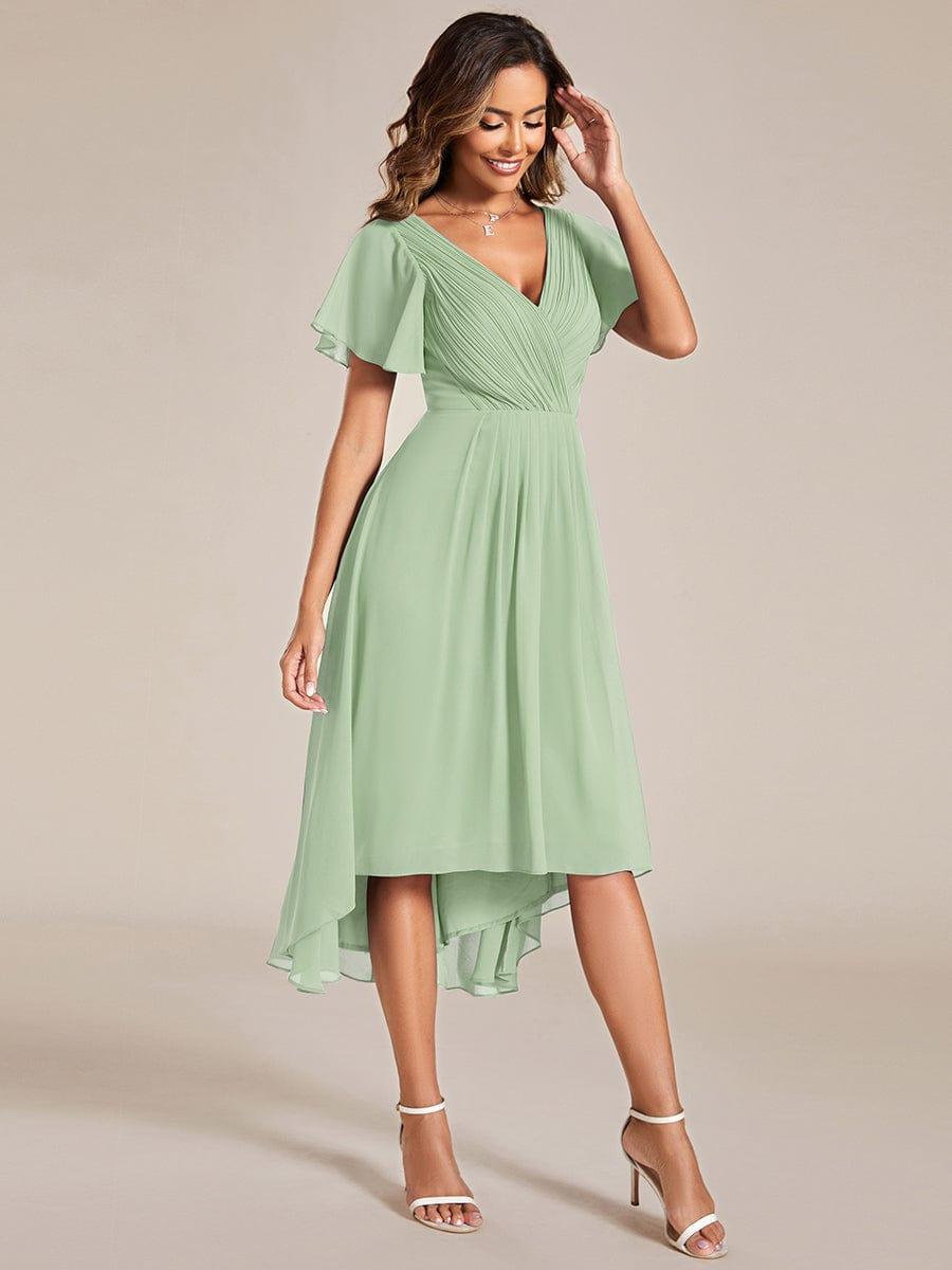 ever FAYE|Plus Size Pleated Midi Ruffles Sleeve Chiffon Bridesmaid Dress