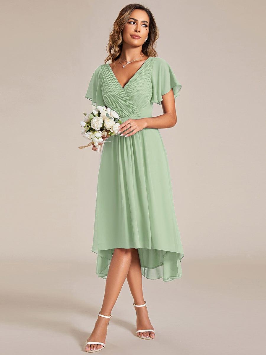 ever FAYE|Plus Size Pleated Midi Ruffles Sleeve Chiffon Bridesmaid Dress