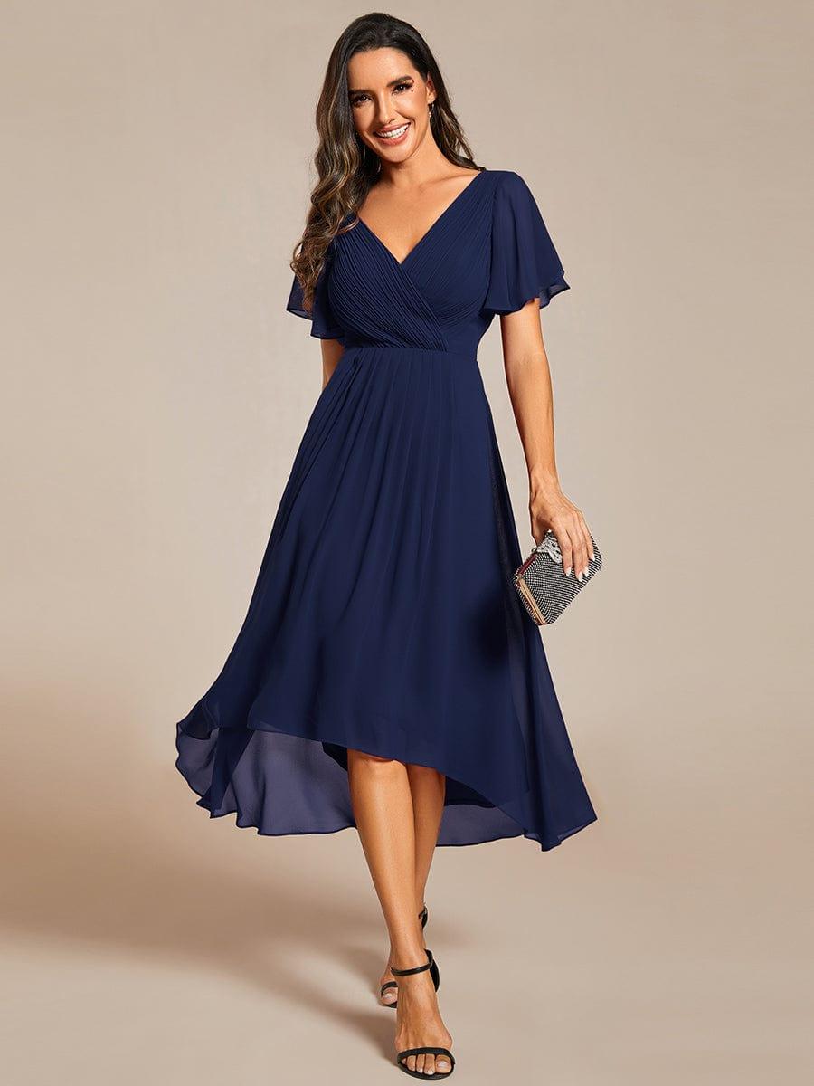 ever FAYE|Plus Size V-Neck Pleated Chiffon Midi Wedding Guest Dress
