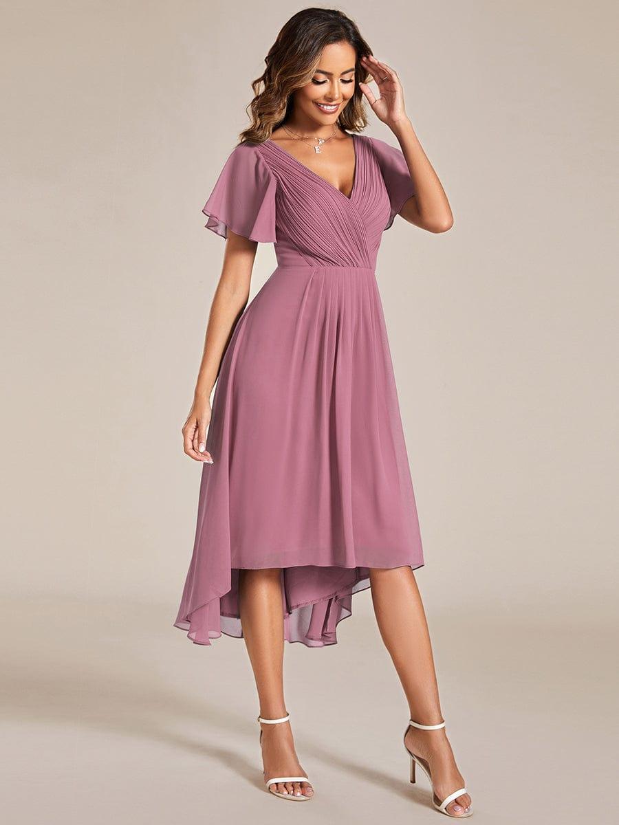 ever FAYE|Plus Size Pleated Midi Ruffles Sleeve Chiffon Bridesmaid Dress