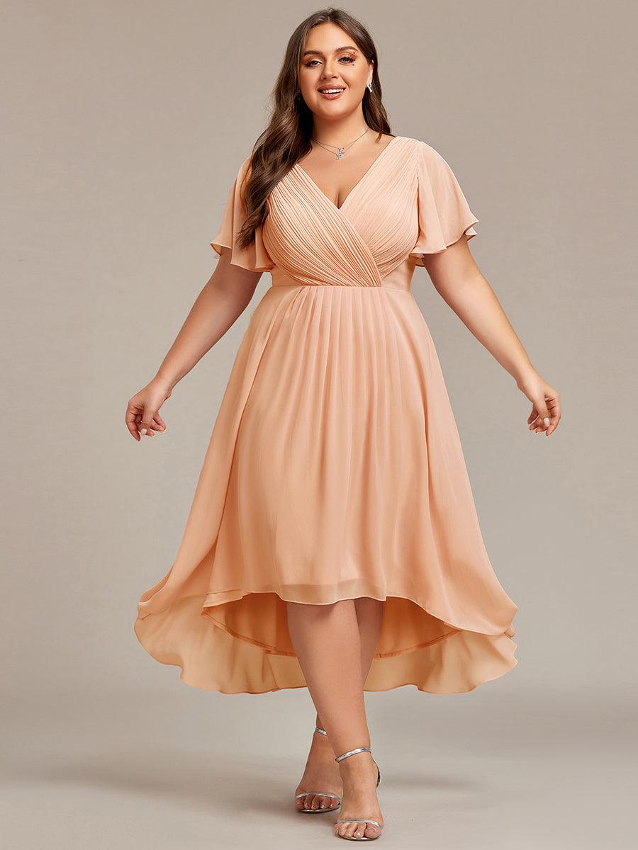 ever FAYE|Plus Size Pleated Midi Ruffles Sleeve Chiffon Bridesmaid Dress