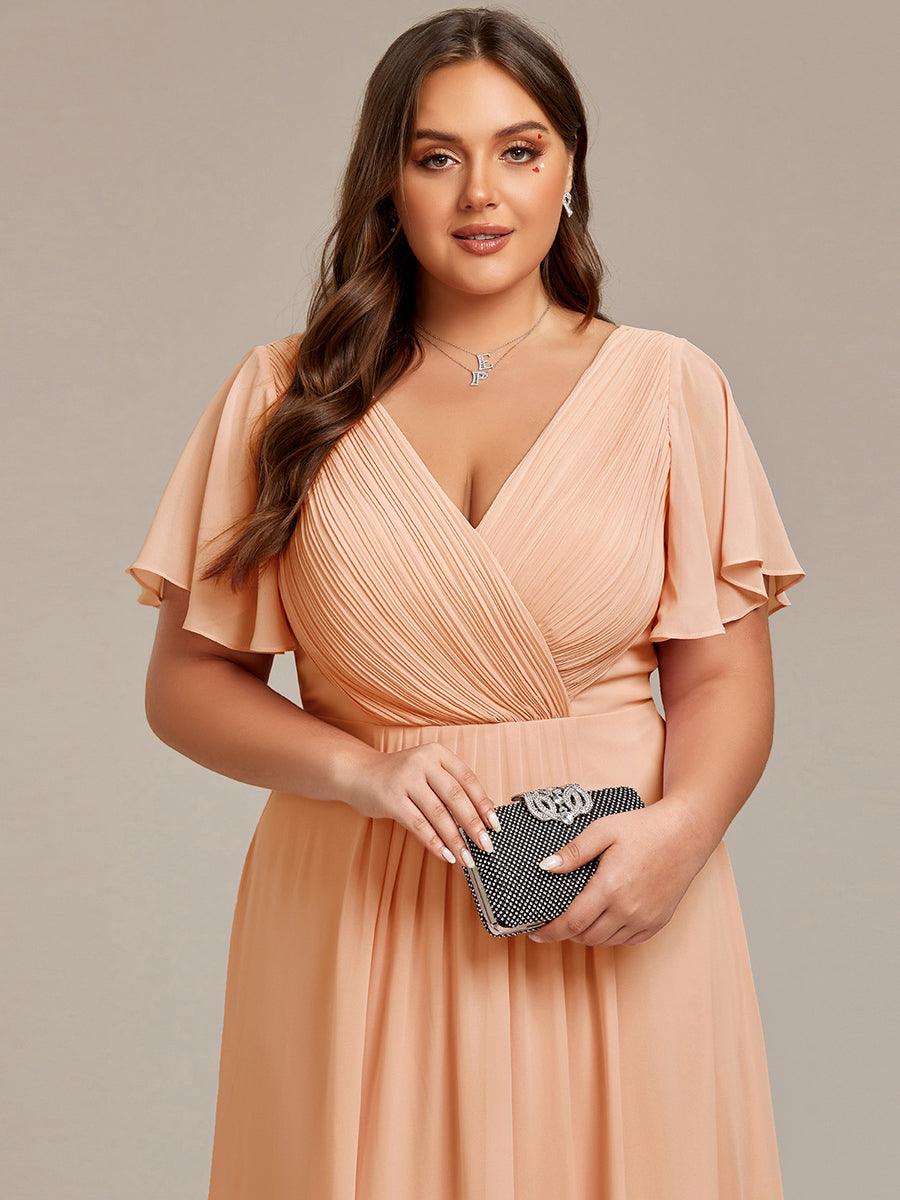 ever FAYE|Plus Size Pleated Midi Ruffles Sleeve Chiffon Bridesmaid Dress