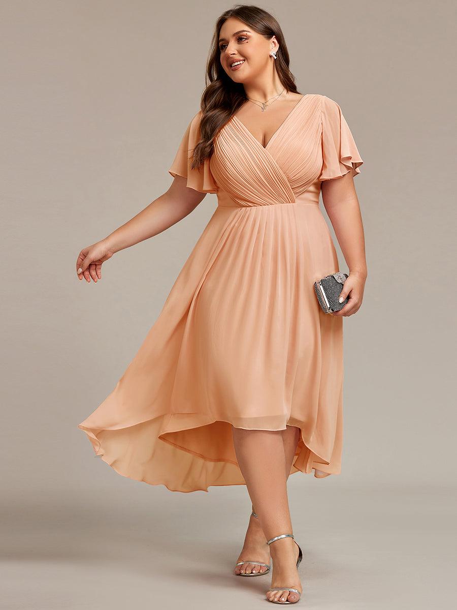 ever FAYE|Plus Size Pleated Midi Ruffles Sleeve Chiffon Bridesmaid Dress