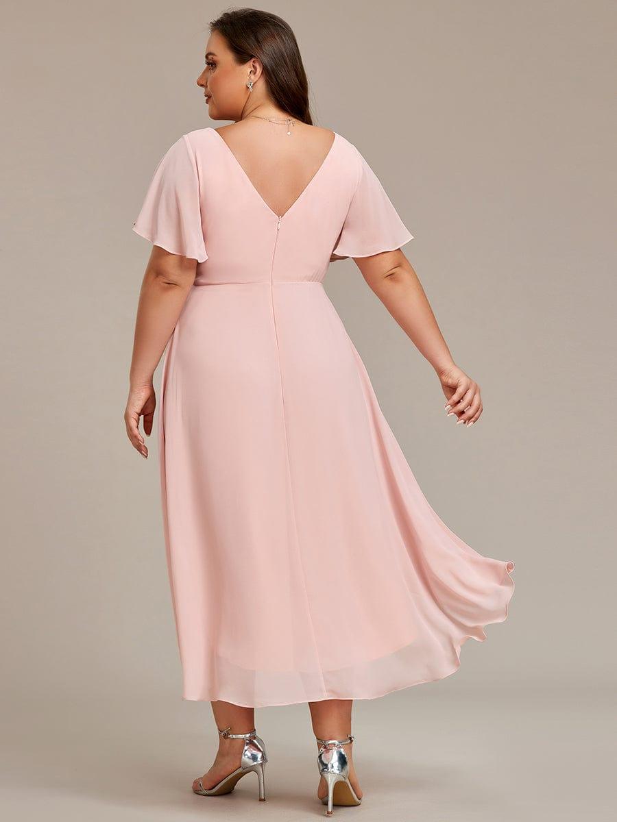 ever FAYE|Plus Size Pleated Midi Ruffles Sleeve Chiffon Bridesmaid Dress