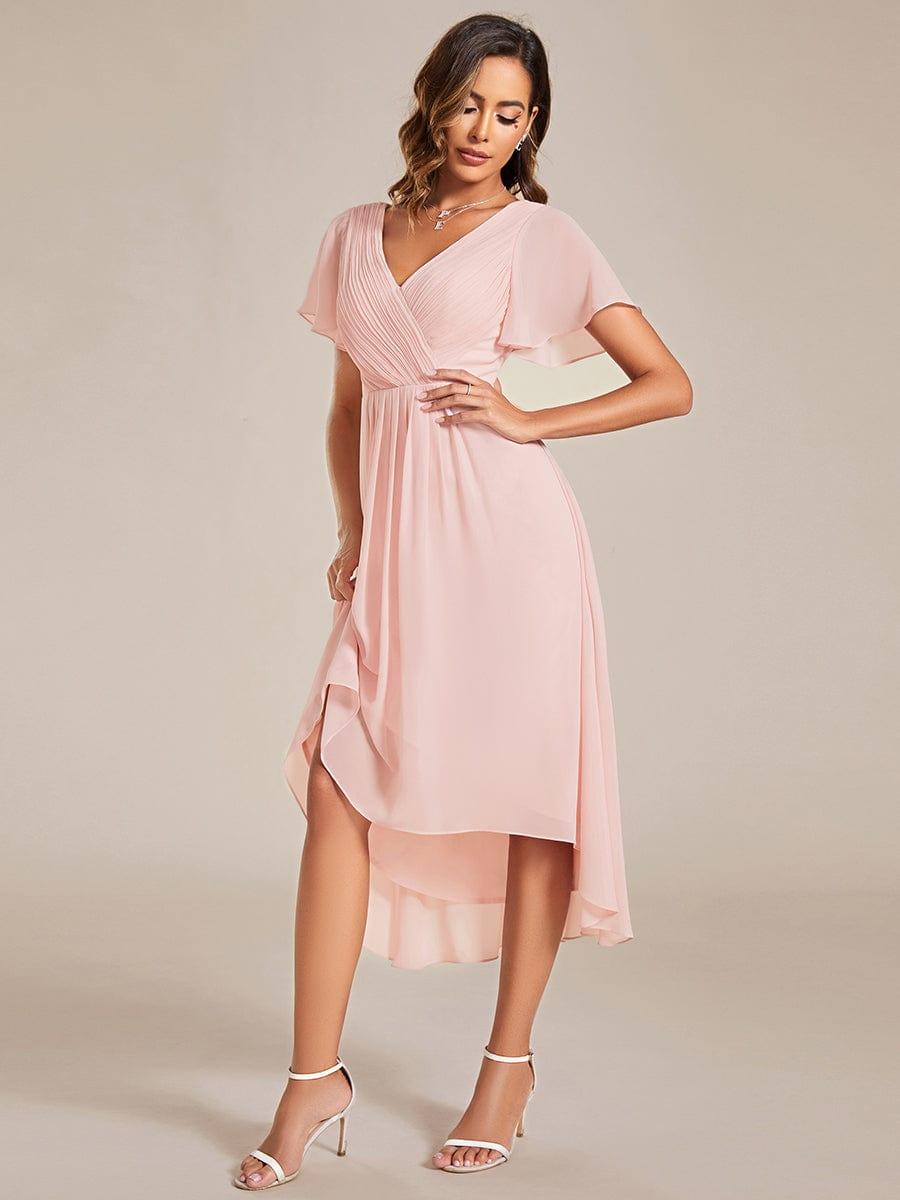 ever FAYE|Plus Size Pleated Midi Ruffles Sleeve Chiffon Bridesmaid Dress