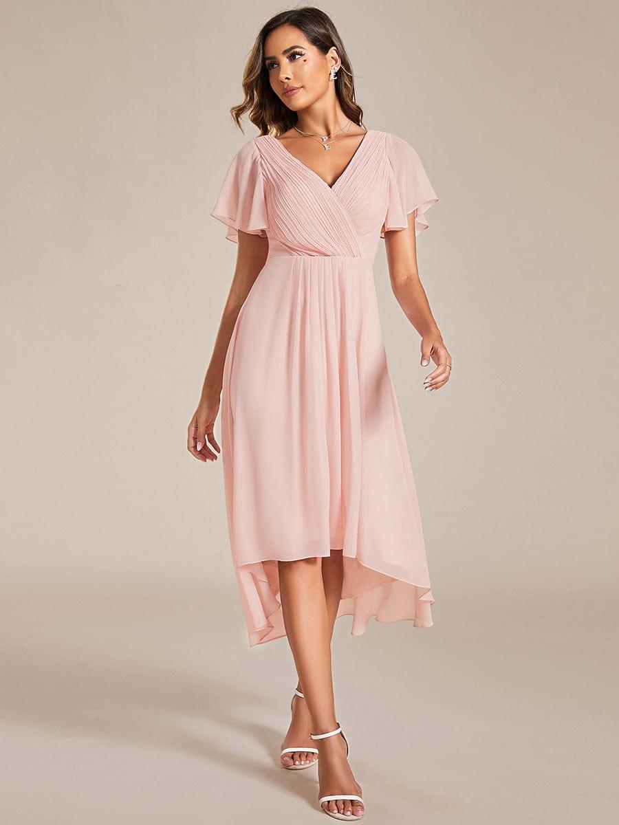 ever FAYE|Plus Size V-Neck Pleated Chiffon Midi Wedding Guest Dress