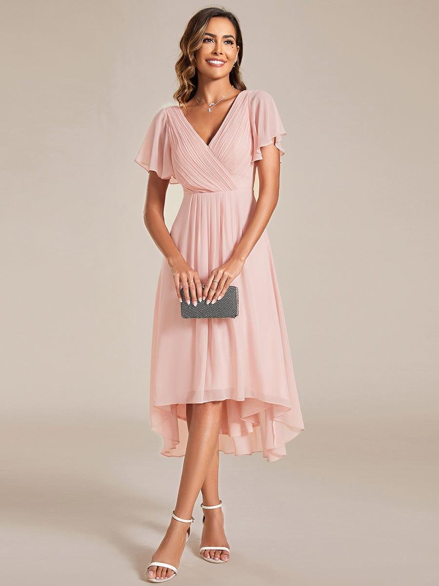 ever FAYE|Plus Size V-Neck Pleated Chiffon Midi Wedding Guest Dress