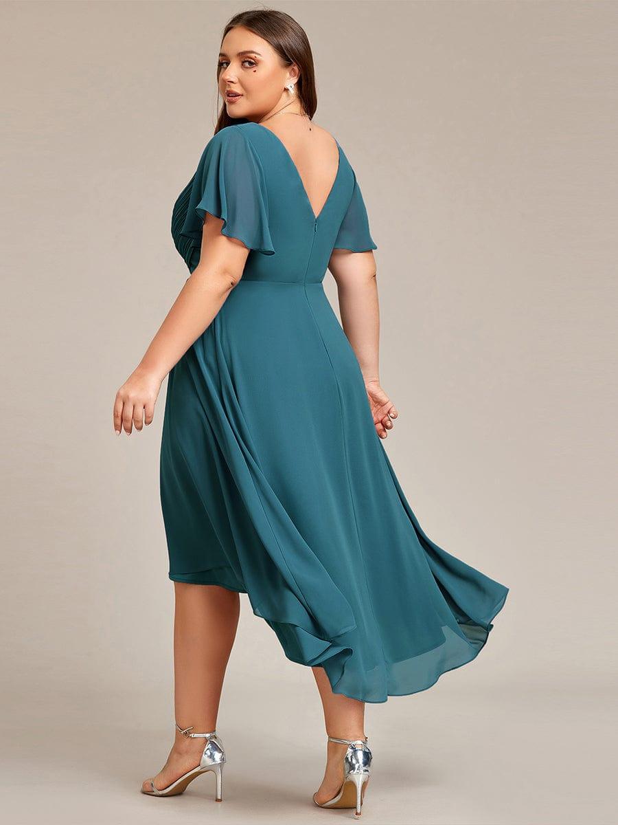 ever FAYE|Plus Size Pleated Midi Ruffles Sleeve Chiffon Bridesmaid Dress
