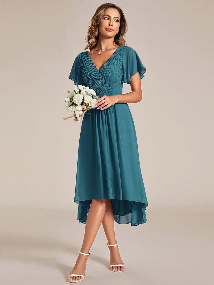ever FAYE|Plus Size Pleated Midi Ruffles Sleeve Chiffon Bridesmaid Dress